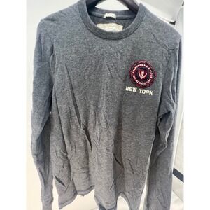 Abercrombie Fitch Gray Long Sleeve Crew Neck Sweatshirt New York Patch Large